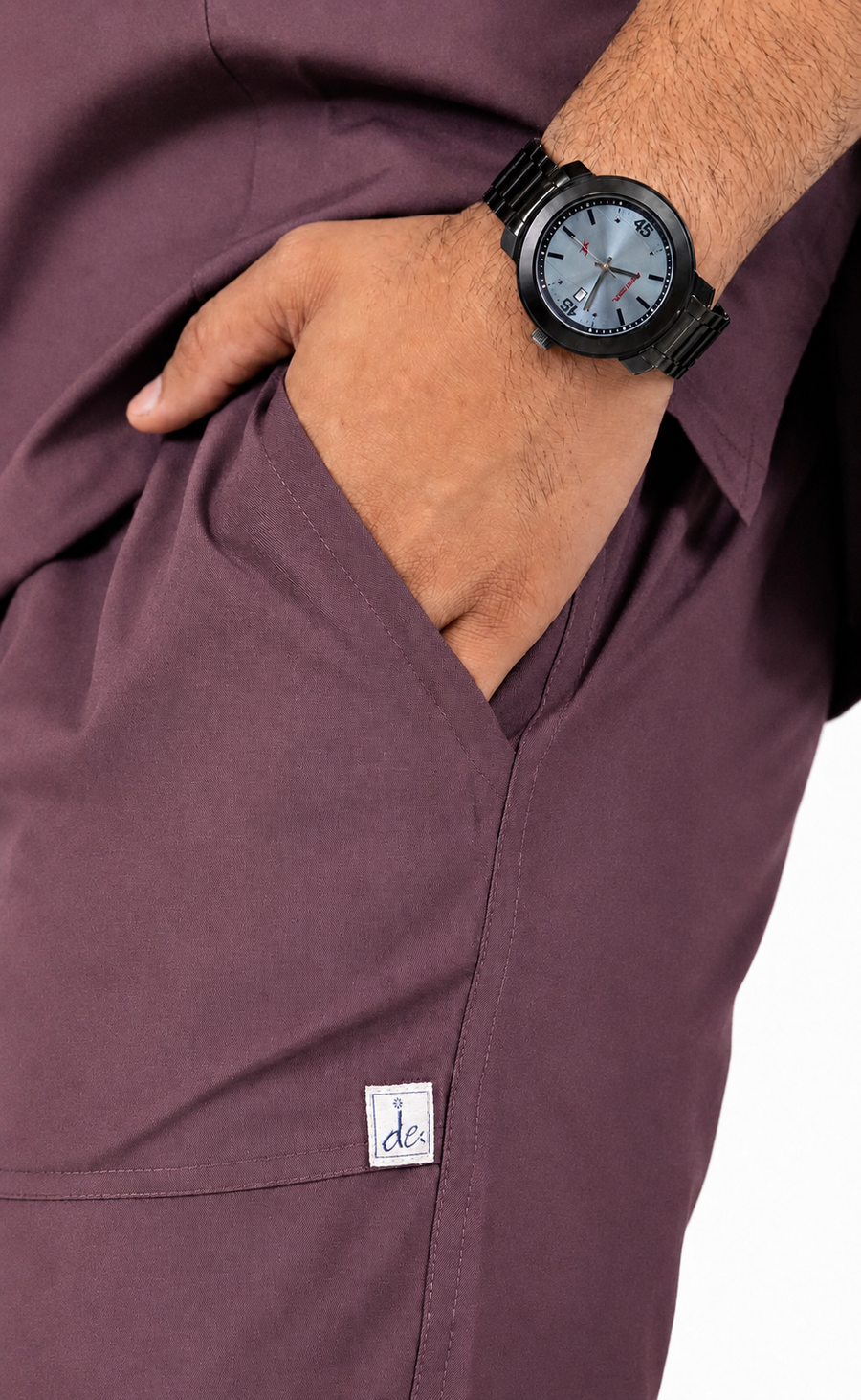 Cura Pro Men’s V- Neck(2-Way Stretch) Scrub- Dark Wine