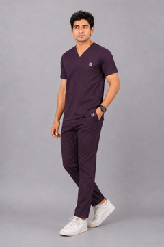 Cura Pro Men’s V- Neck(2-Way Stretch) Scrub- Dark Wine
