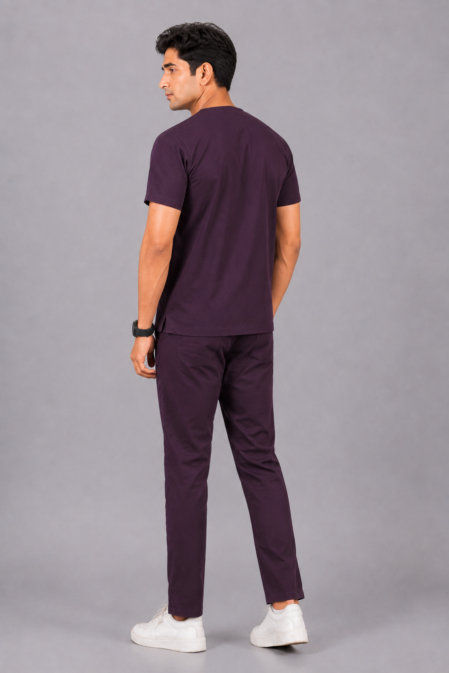 Cura Pro Men’s V- Neck(2-Way Stretch) Scrub- Dark Wine