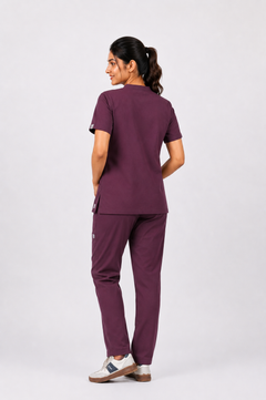 Cura Pro Women's  V- Neck(2-Way Stretch) Scrub- Dark Wine