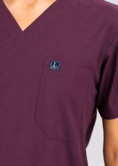 Cura Pro Women's  V- Neck(2-Way Stretch) Scrub- Dark Wine