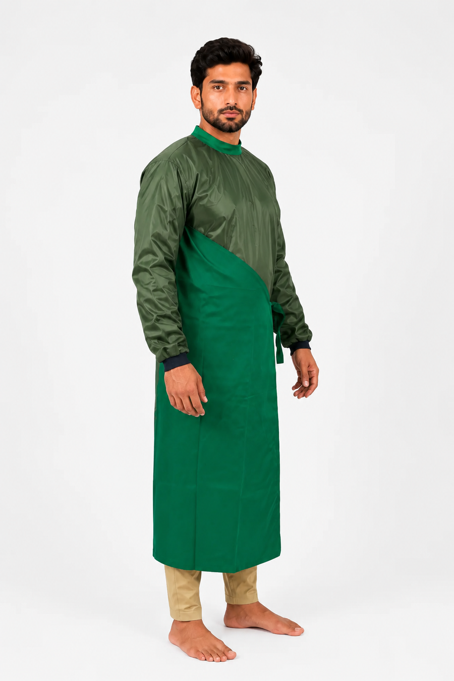Surgeon Gown with impervious Material Green Color Surgical Gown with impervious Material Back Tie - Free Size Gown