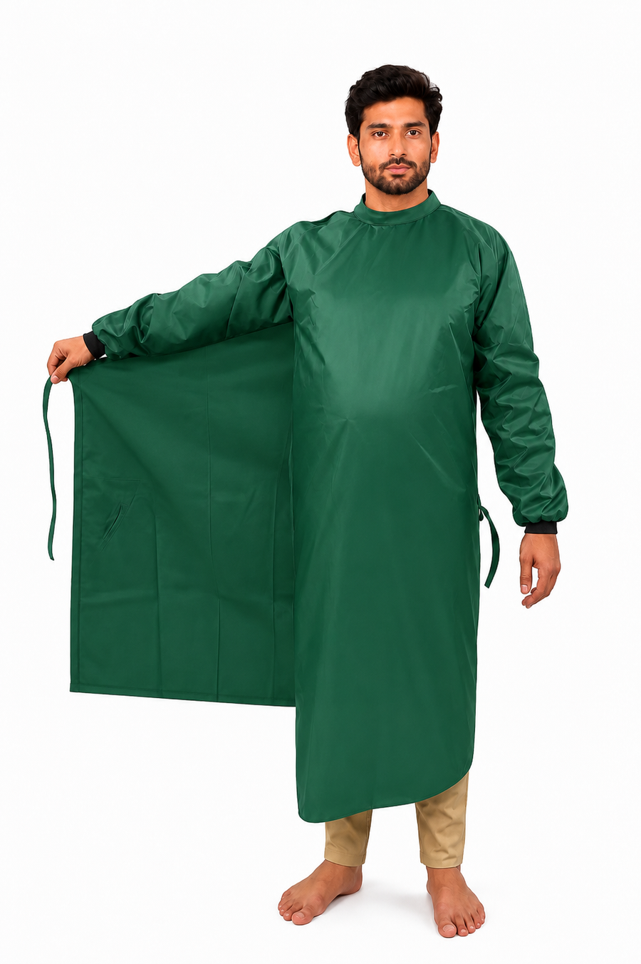 Surgeon Gown with impervious Material Green Color Surgical Gown with impervious Material Back Tie - Free Size Gown
