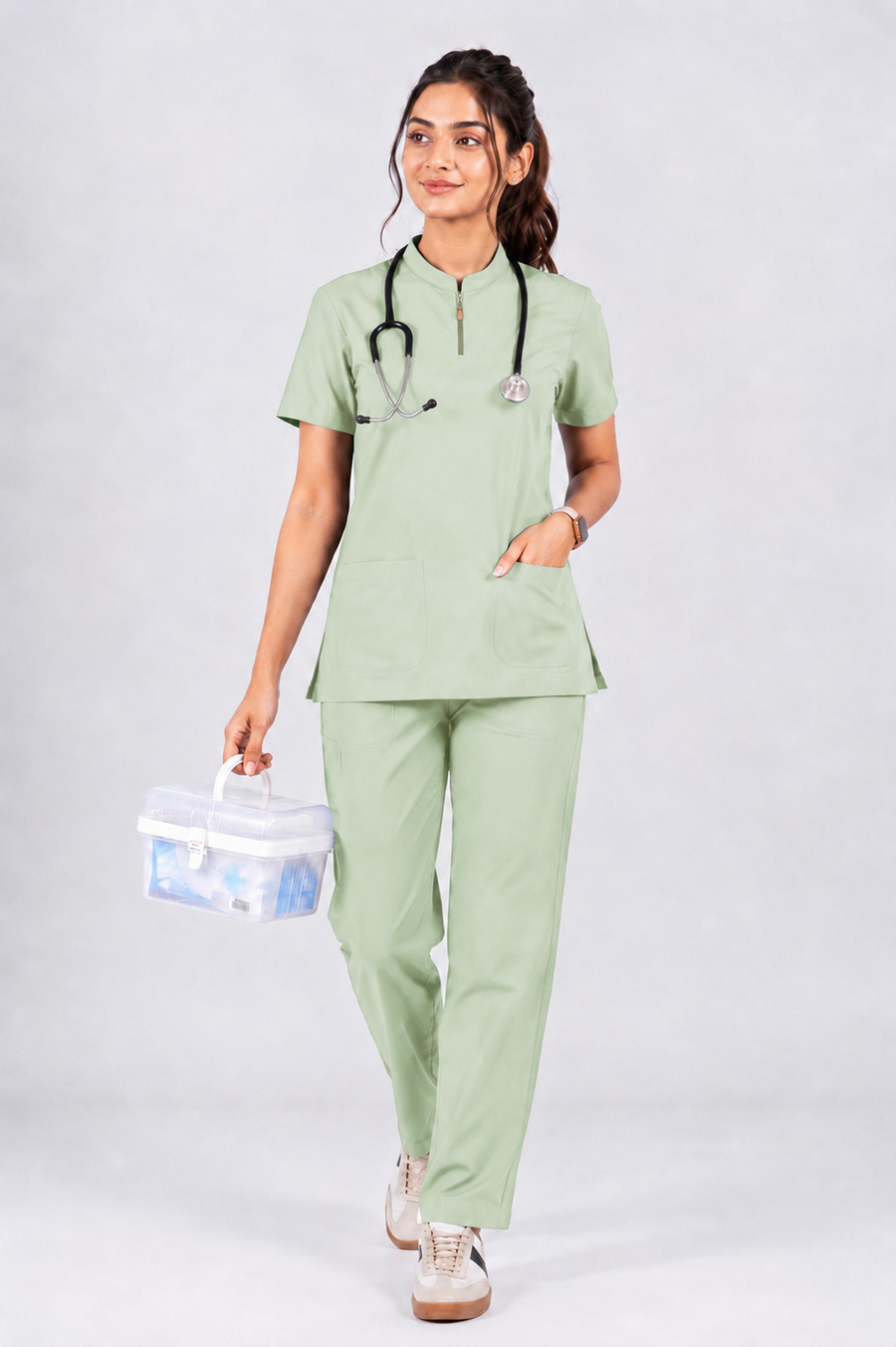 Cure Core Women's V-Neck Scrub - Pista Green