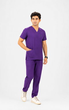 Cura Core Men's V- Neck Scrub - Purple