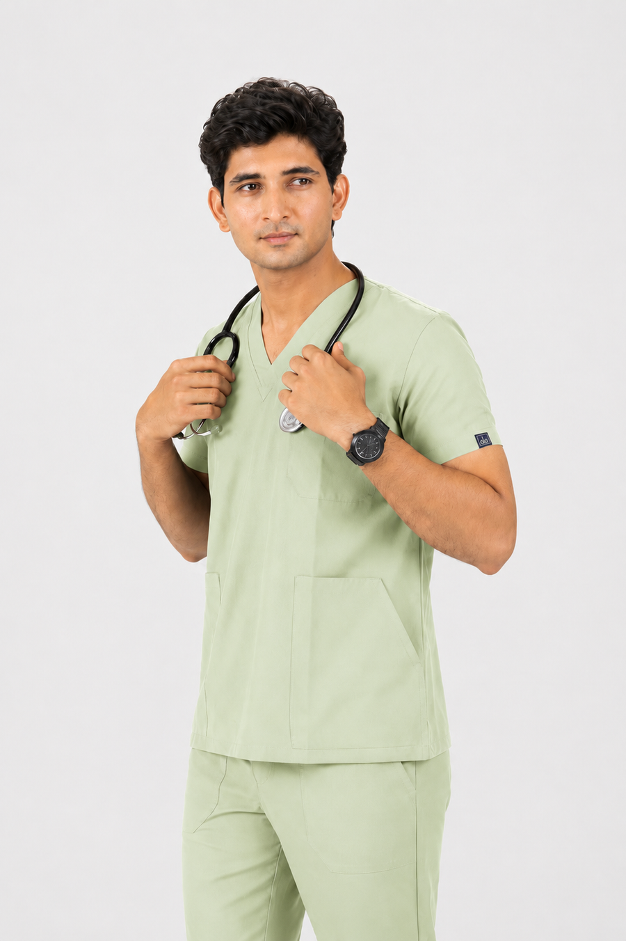 Cura Core Men's V- Neck Scrub - Pista