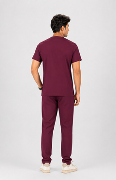 Cura Core Men's V- Neck Scrub - Wine