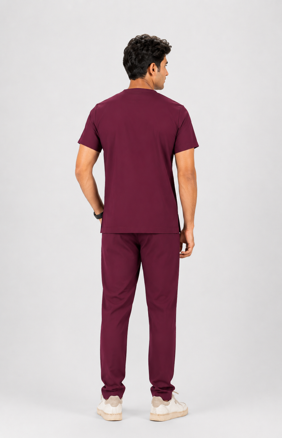 Cura Core Men's V- Neck Scrub - Wine