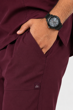 Cura Core Men's V- Neck Scrub - Wine