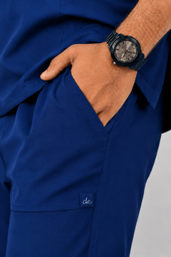 Cura Core Men's V- Neck Scrub -Blue