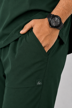 Cura Core Men's V- Neck Scrub - Dark Green