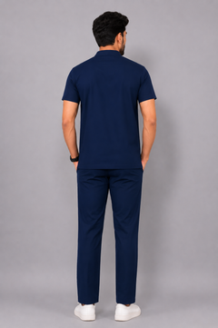Cura Core Men's Mandarin Neck Scrub - Navy Blue