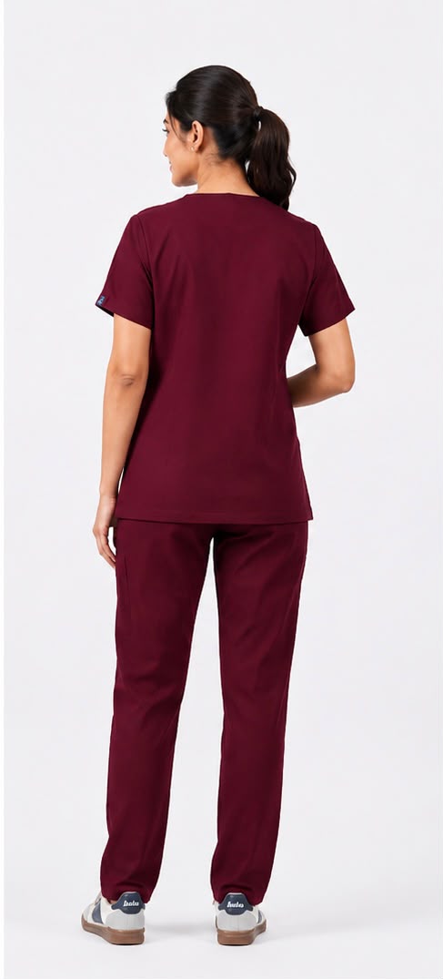 Cure Core Women V-Neck Scrub - wine