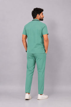 Cura Core Men's Mandarin Neck Scrub - Green