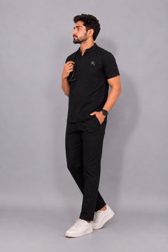 Crua Core Men's Mandarin Neck Scrub -Black