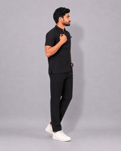 Crua Core Men's Mandarin Neck Scrub -Black