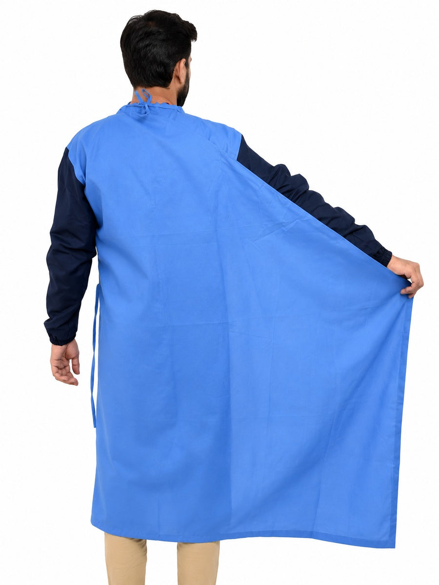 Surgeon Gown with impervious Material Blue Color Surgical Gown with impervious Material Back Tie - Free Size Gown