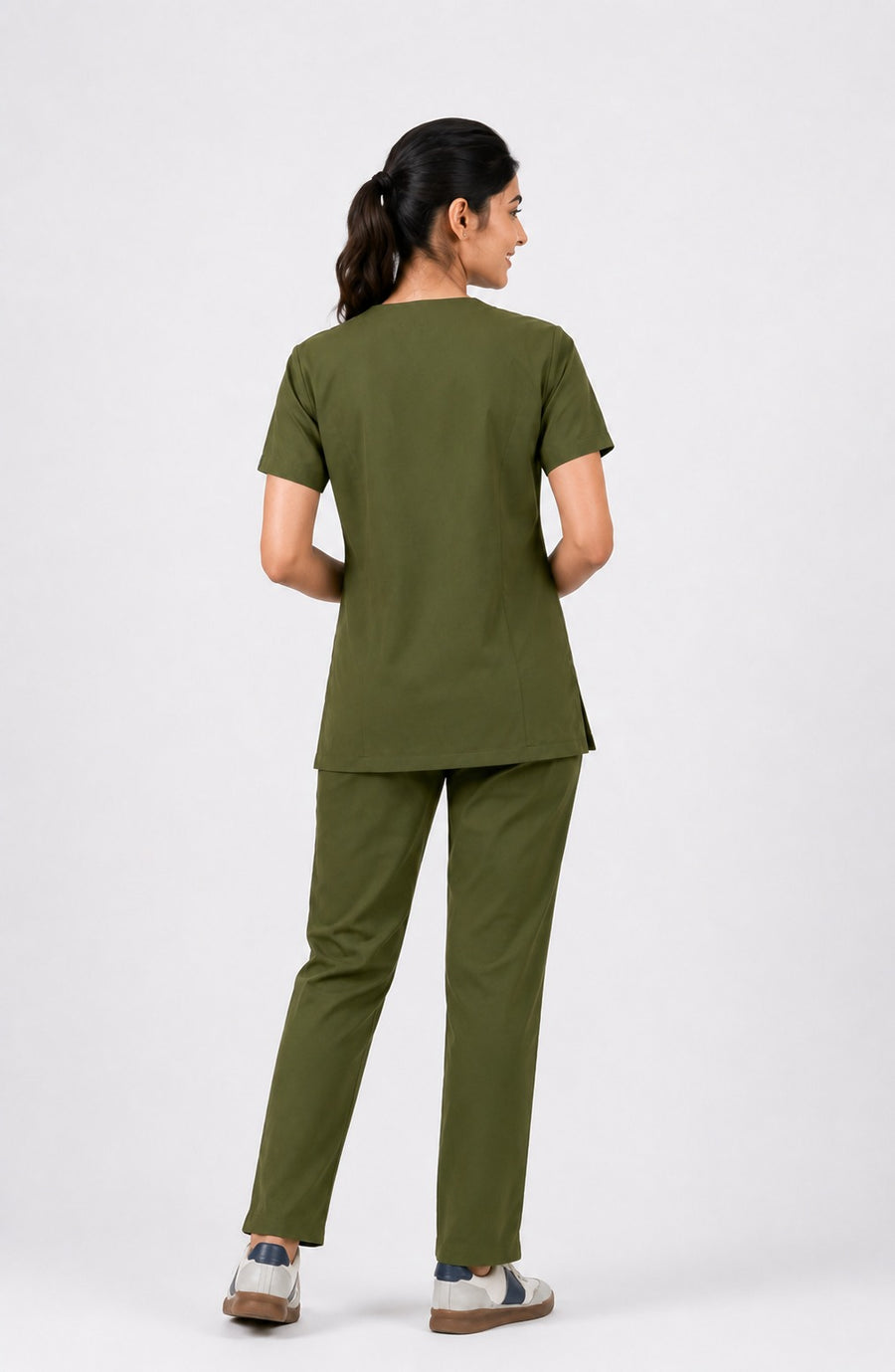Cura Core Women's V- Neck Scrub - Olive Green