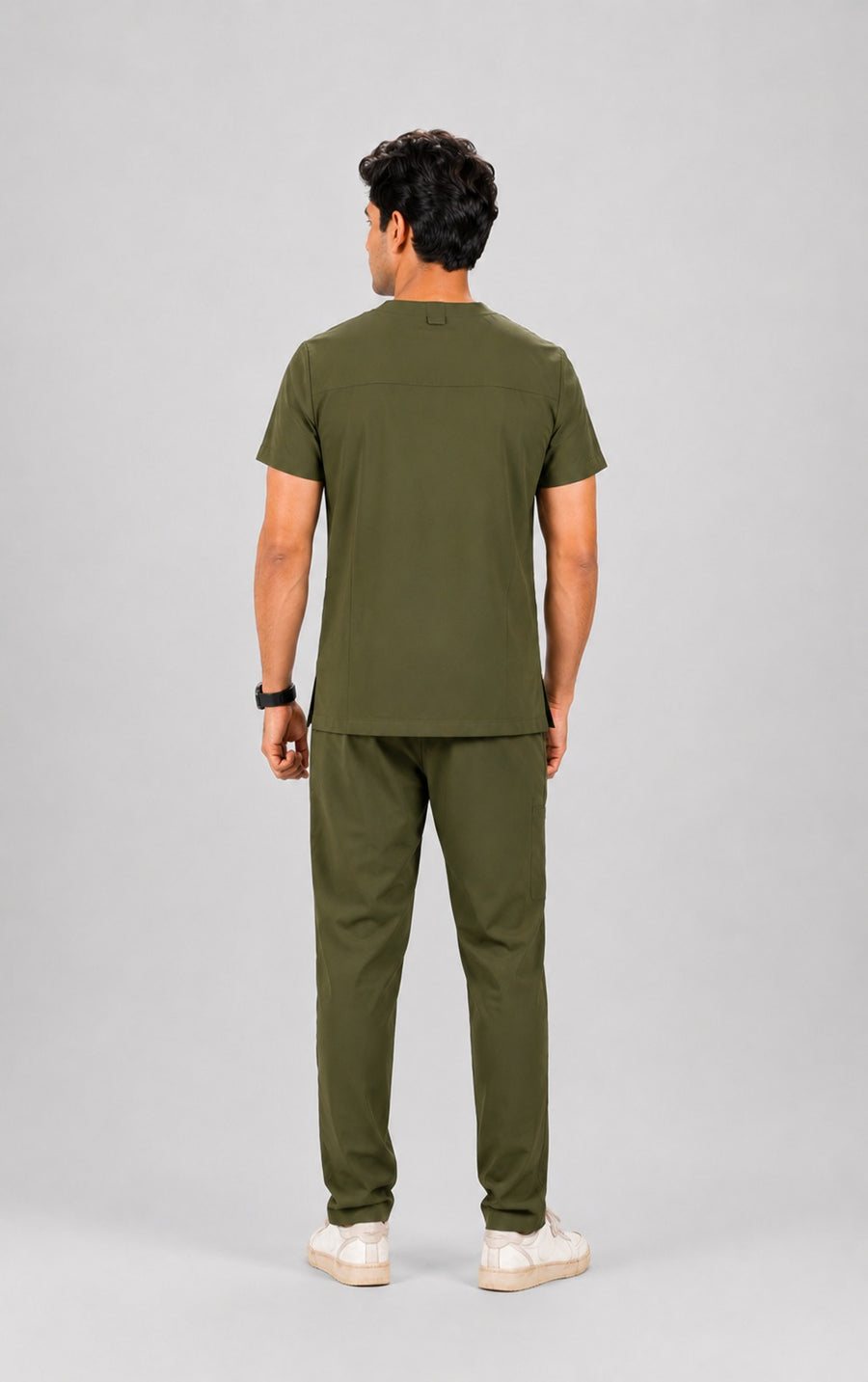 Cura Core Men's V- Neck Scrub - Olive Green