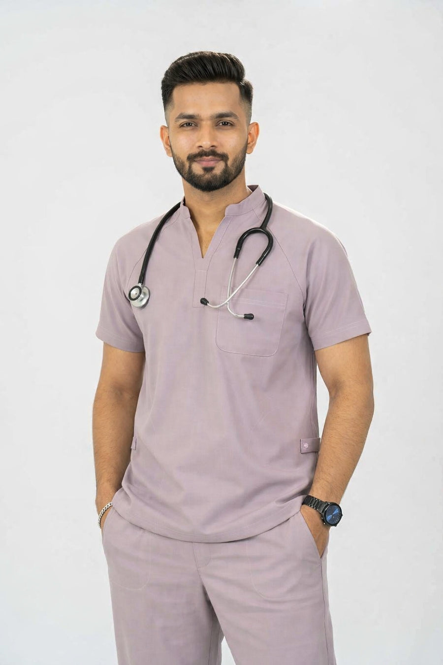 Cura Signature Men’s V-Neck(4-Way Stretch) Scrub