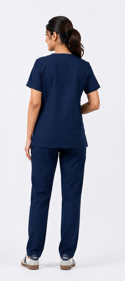Cura Core Women V-Neck Scrub - Navy blue