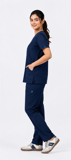 Cura Core Women V-Neck Scrub - Navy blue