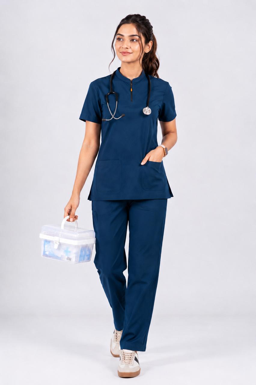 Cura Signature Women’s with Zipper Scrub (4-Way Stretch)