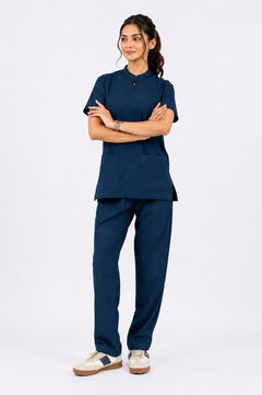 Cura Signature Women’s with Zipper Scrub (4-Way Stretch)