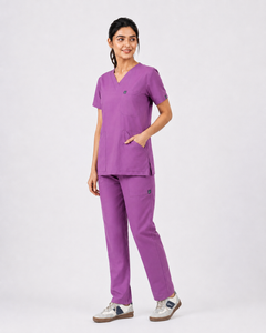 Cura Core Women's V- Neck Scrub - Light Purple