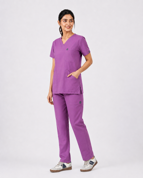 Cura Core Women's V- Neck Scrub - Light Purple