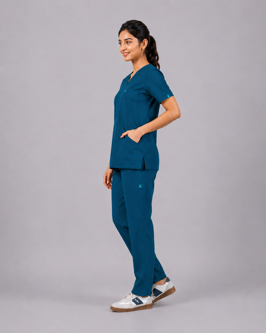 Cura pro  Women's  V- Neck Scrub - Forest Green