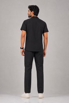 Cura Pro Men’s Mandarin Neck(2-Way Stretch) Scrub Black