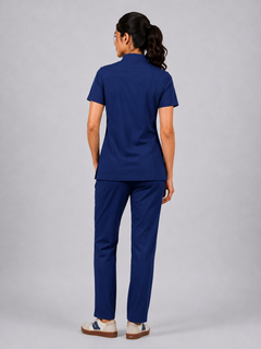Cura Core Women's  Mandarin Neck Scrub - Royal Dark Blue