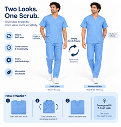 Men’s Reversible Scrub Set – Light Blue