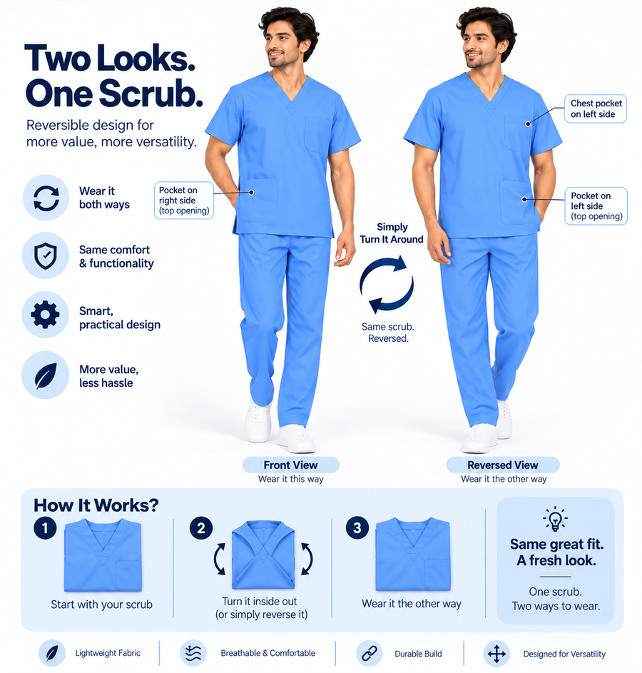 Men’s Reversible Scrub Set – Royal Blue